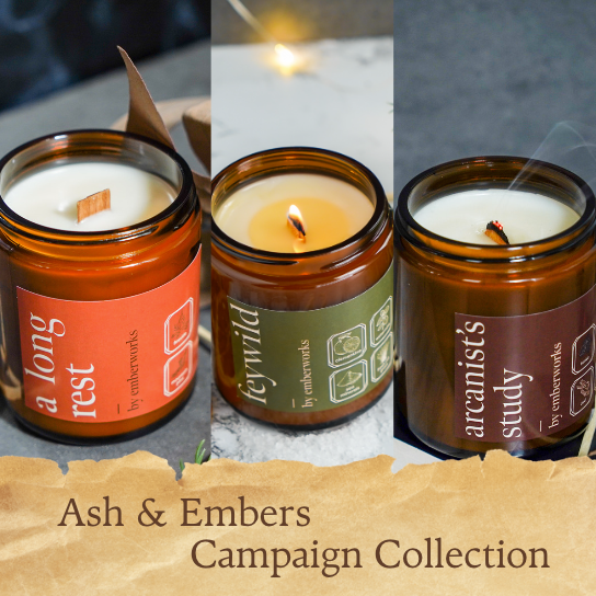 Ash & Embers Campaign - DND/TTRPG Inspired 3 Candle Set